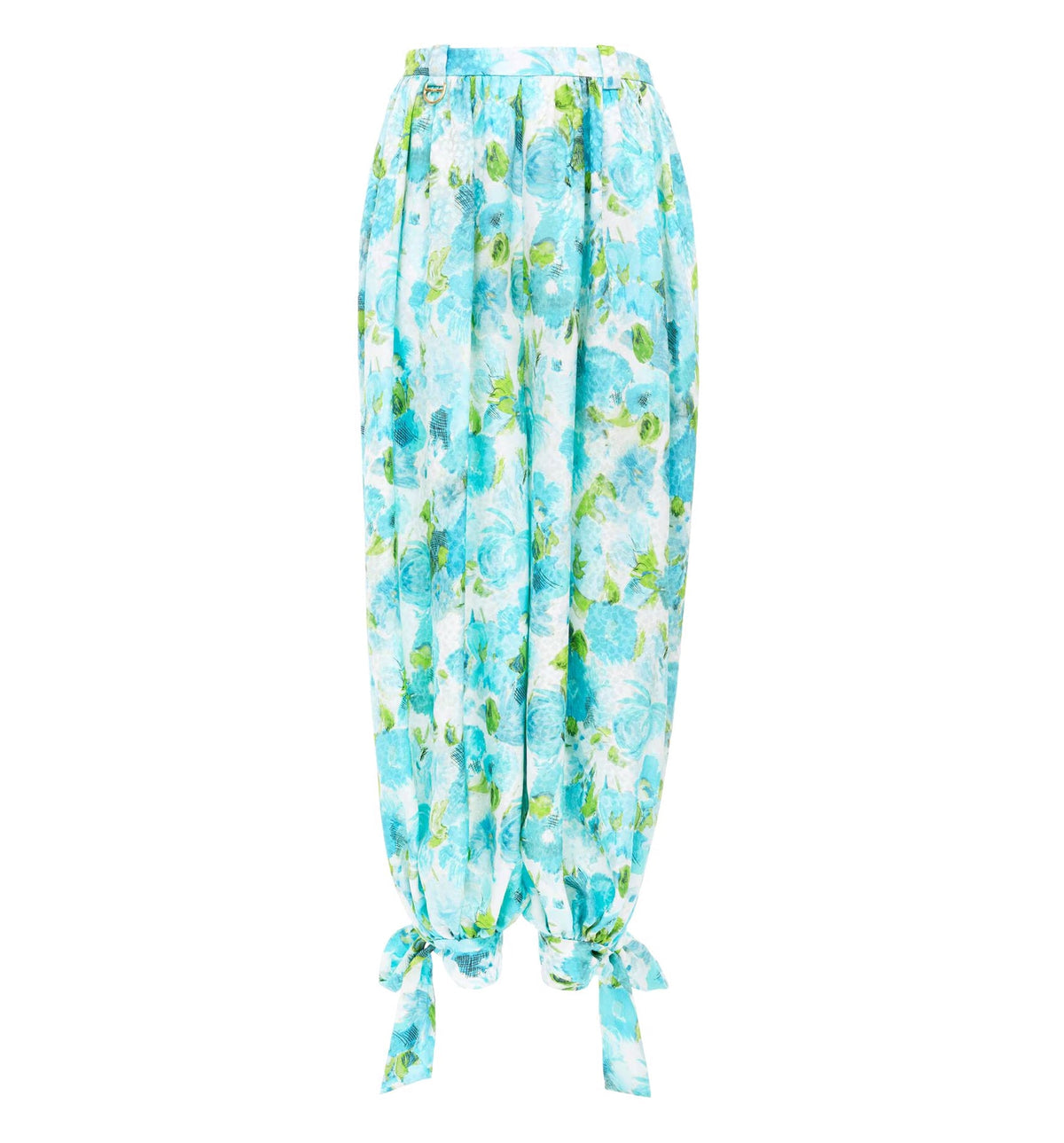 Fluid pleated pants in silk jacquard