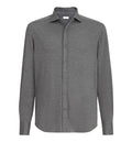 Silk and cotton lightweight jersey shirt with spead collar