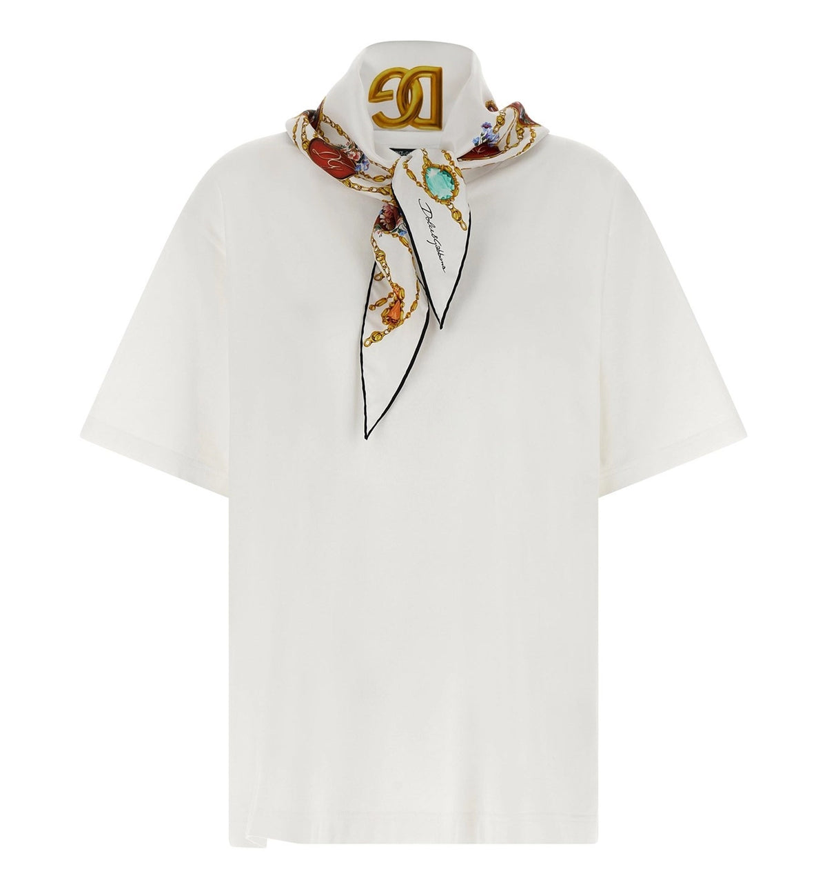 T-Shirt With Scarf Detail And Logo