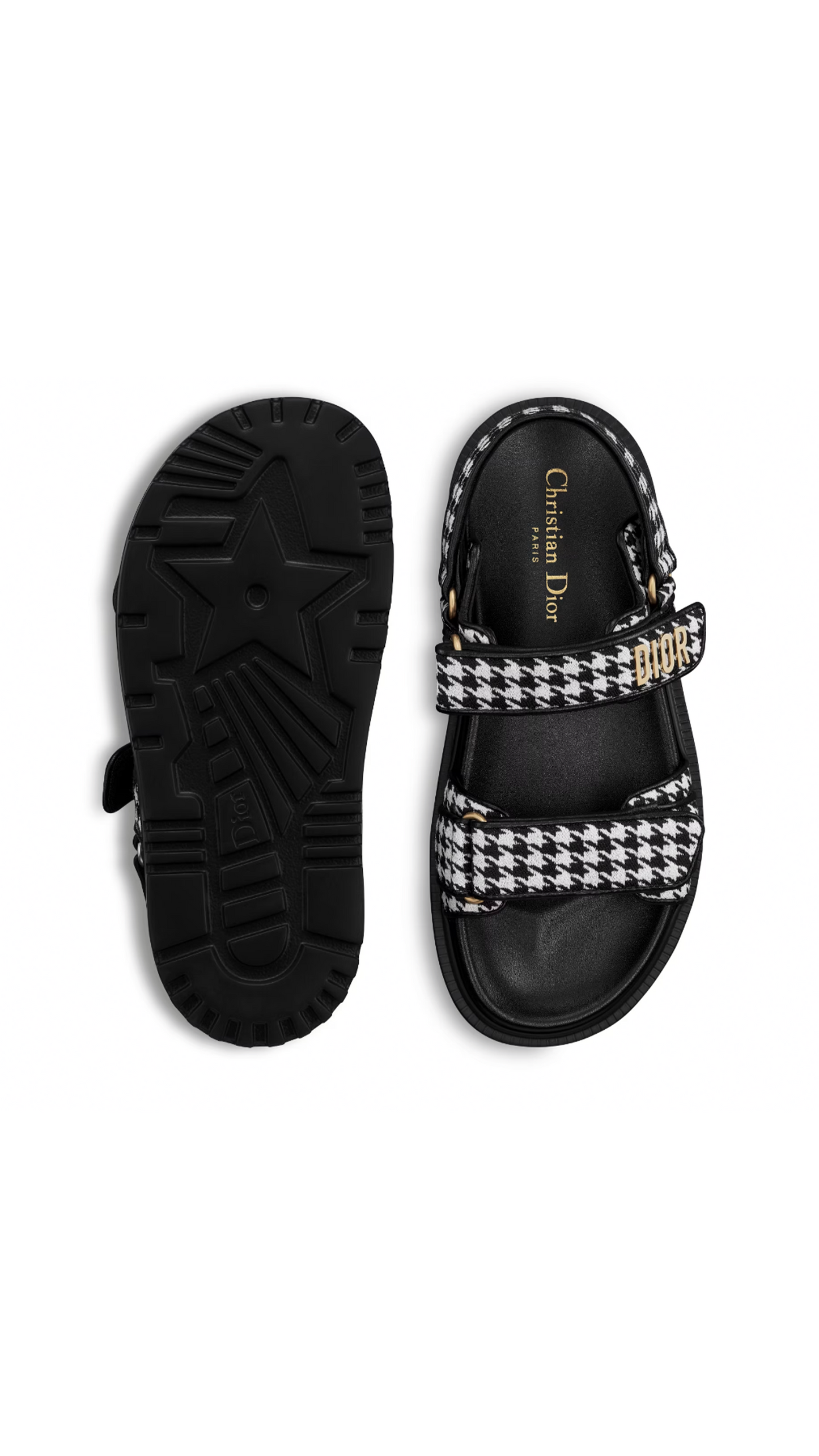 Dioract Micro-Houndstooth Print Sandals - Black/White