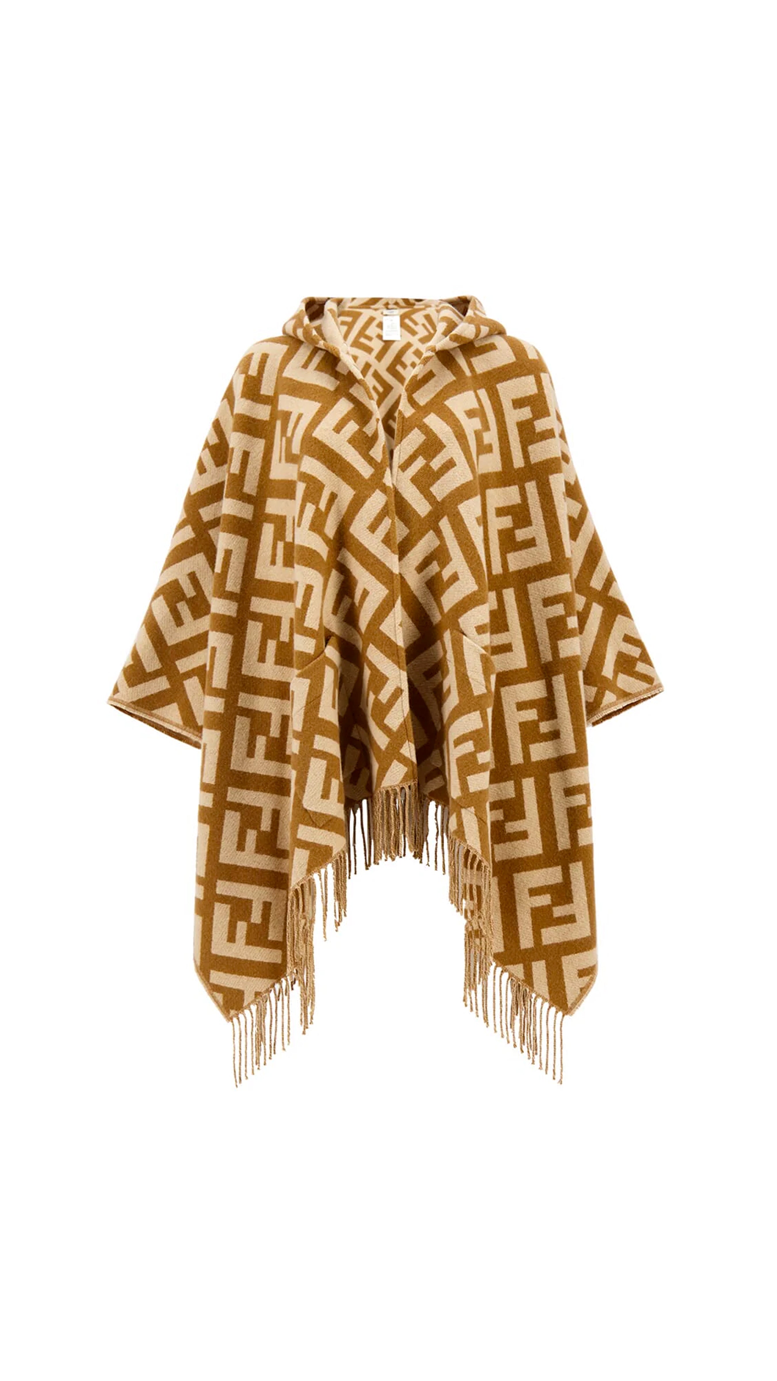 FF Cashmere Poncho - Brown\Beige