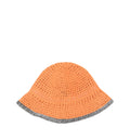 Crochet-Knit Striped-Trim Bucket Hat