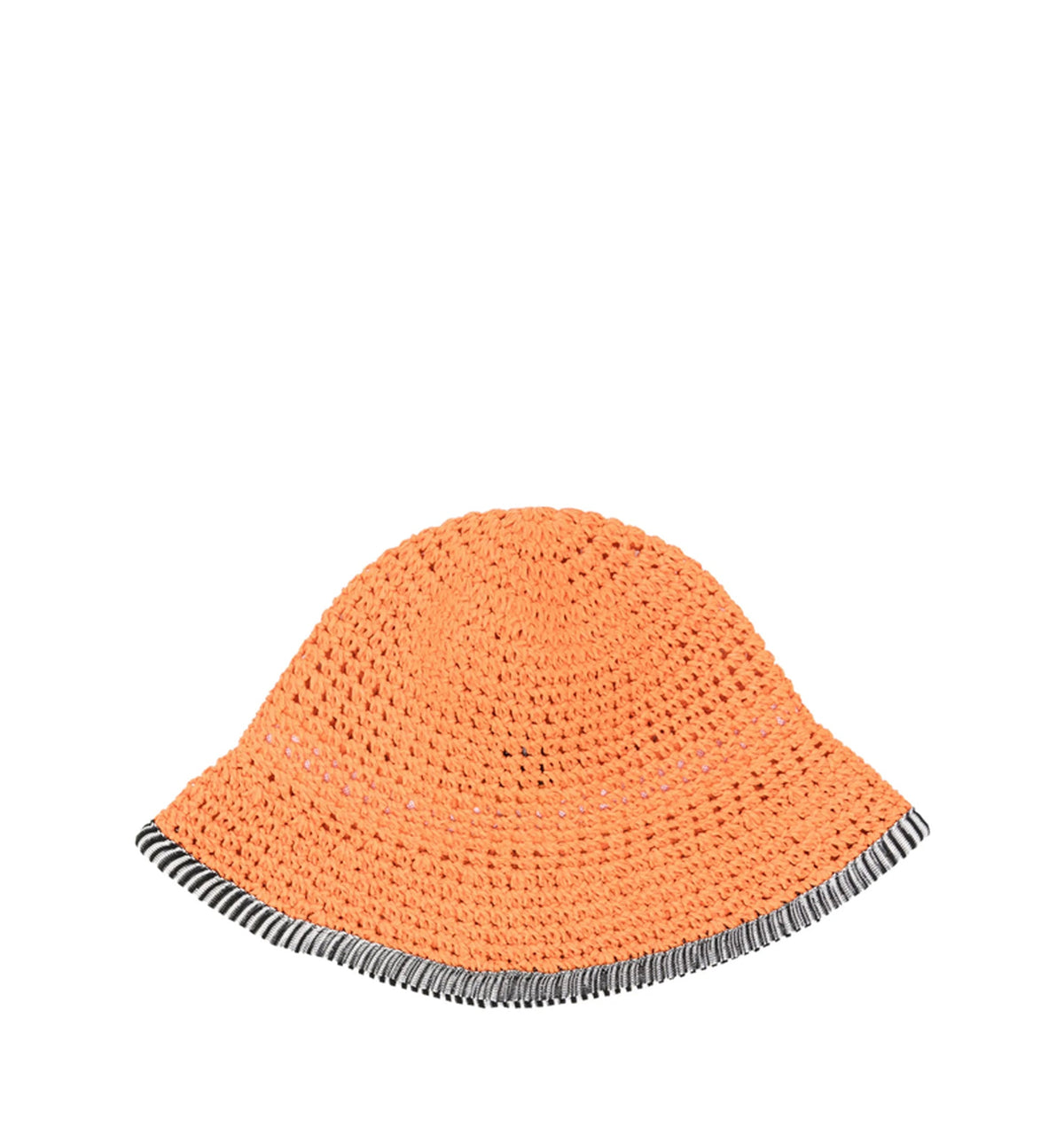 Crochet-Knit Striped-Trim Bucket Hat