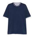 Cotton jersey crew neck T-shirt with faux-layering