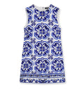 Short Majolica-Print Brocade Dress