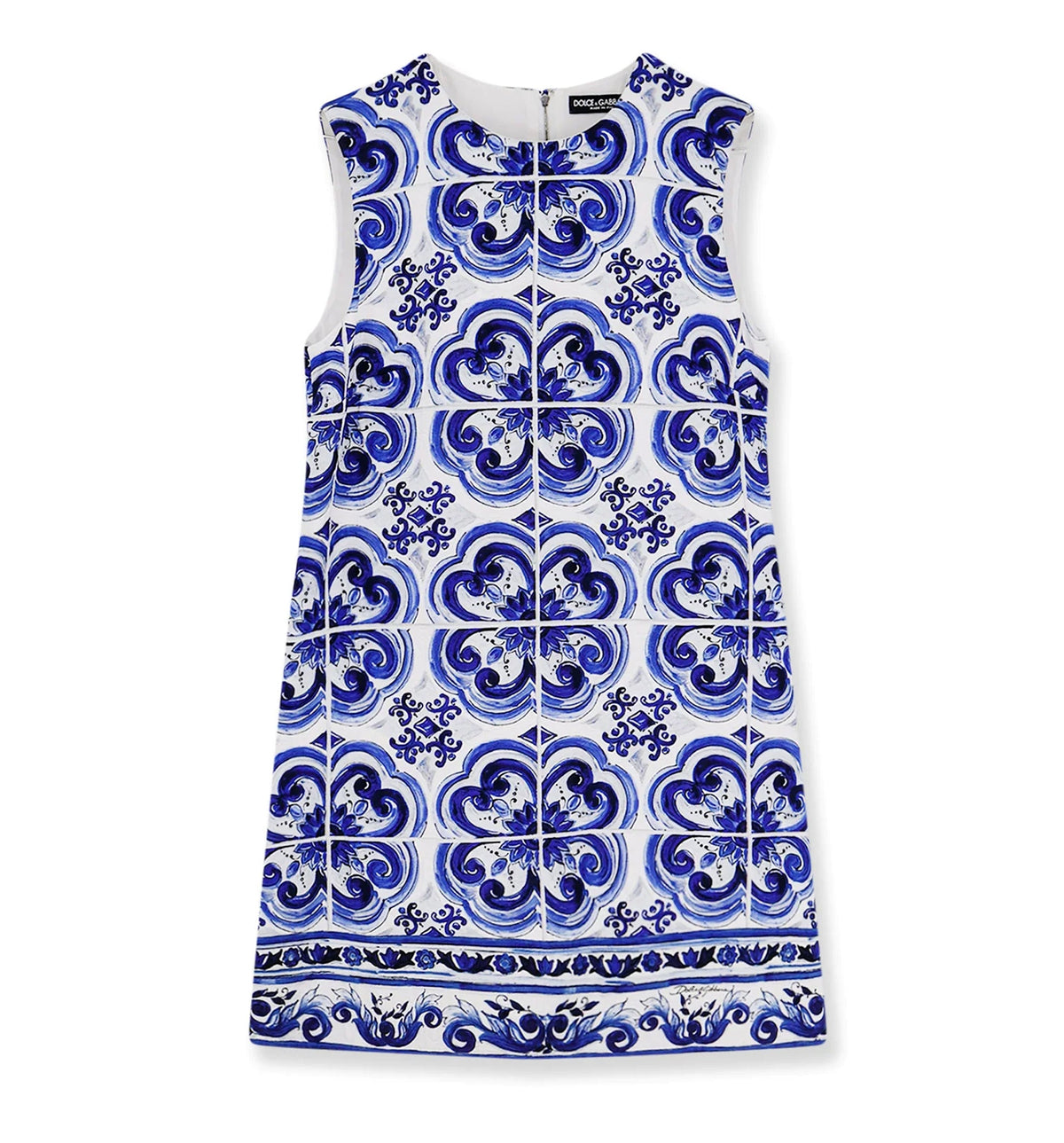 Short Majolica-Print Brocade Dress