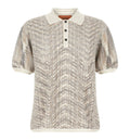 Openwork knit cotton and viscose polo shirt