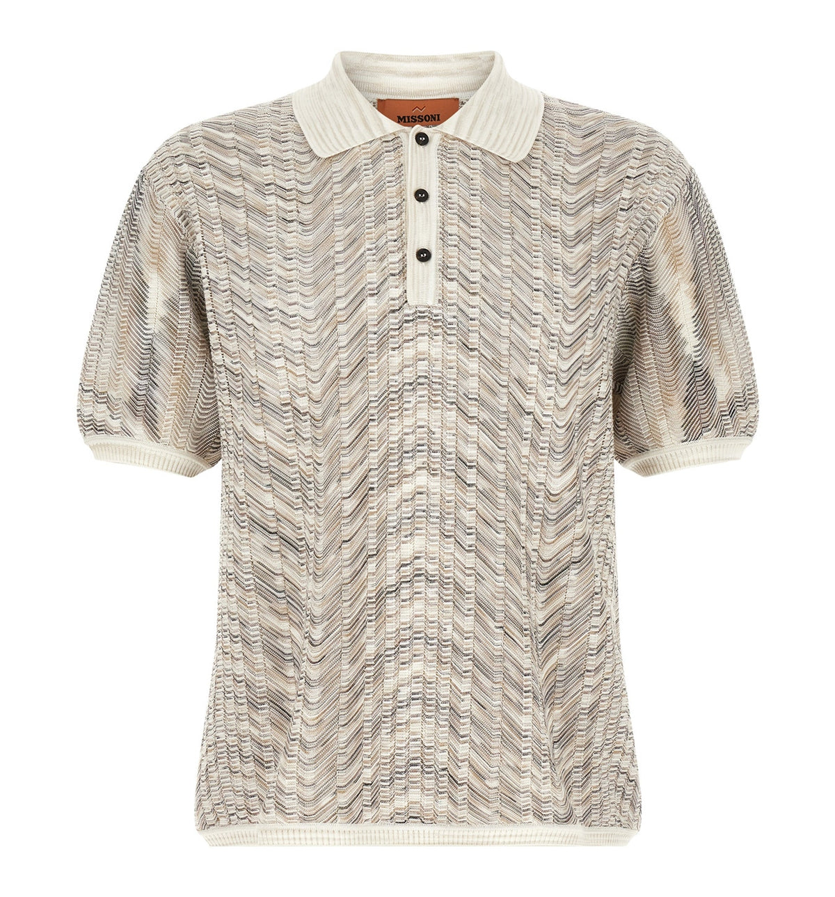 Openwork knit cotton and viscose polo shirt