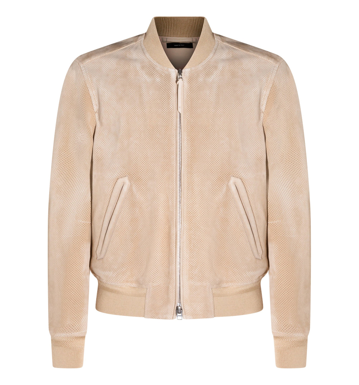 Perforated Cashmere Suede Bomber
