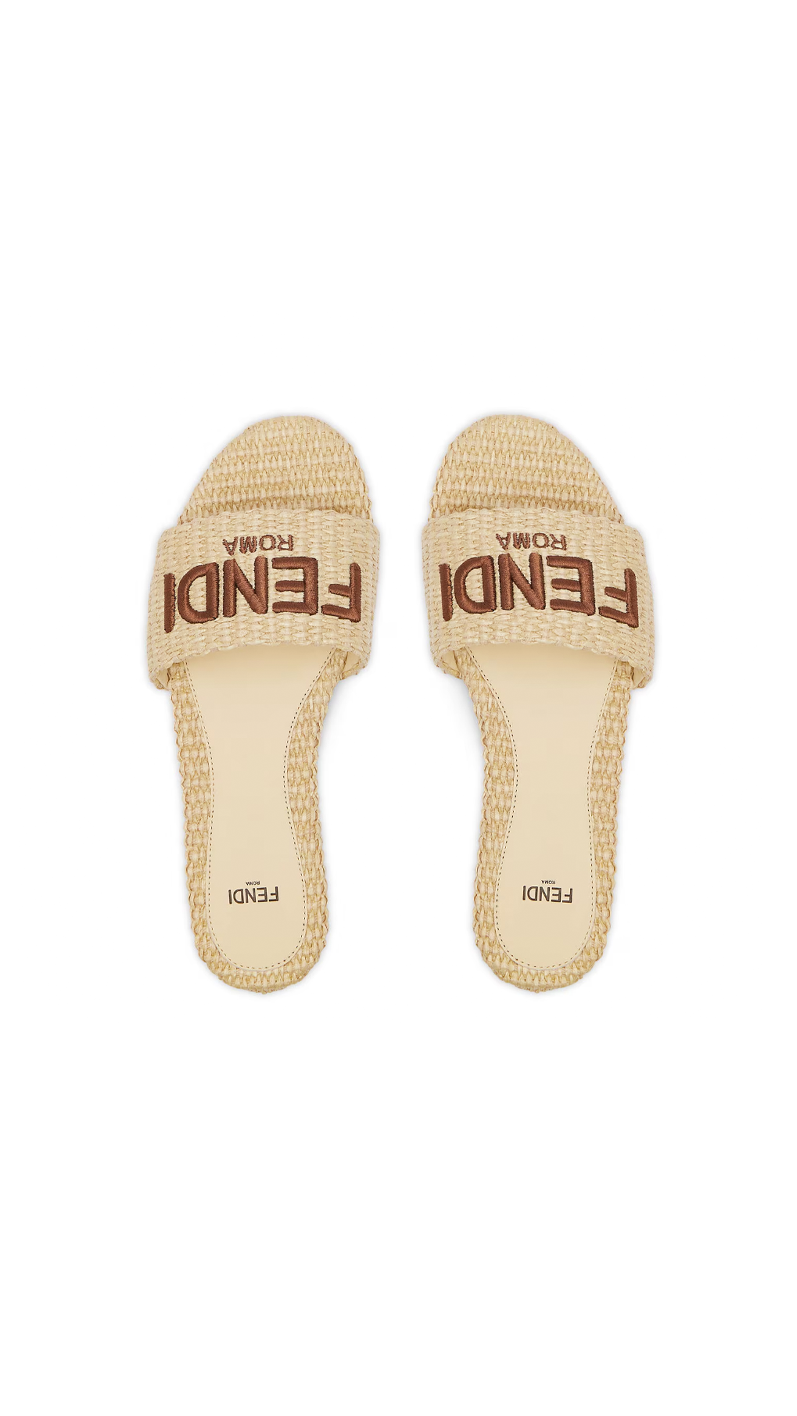 Signature Natural Raffia Slides - Beige