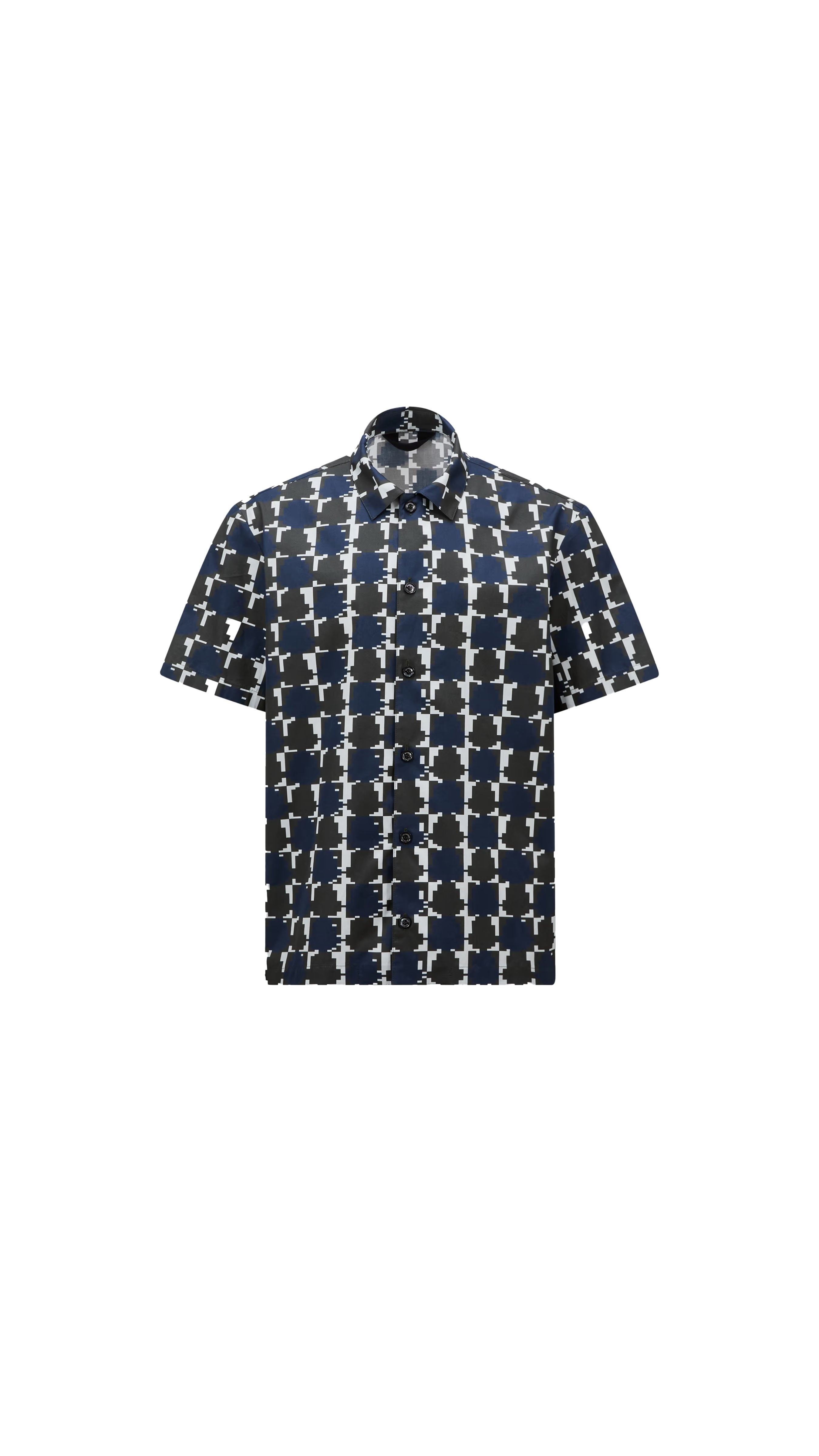 Pixel Logo Print Cotton Shirt - Multicolor