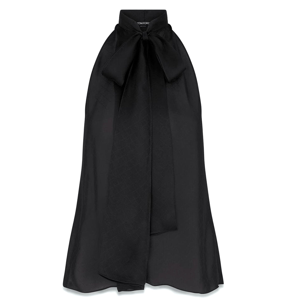 Tf Monogram Silk Chiffon Halterneck Lavalliere Top With Open Back