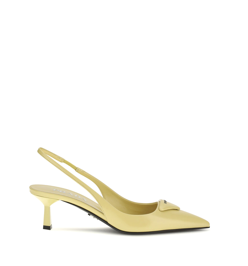 Triangle Logo Slingback Pumps