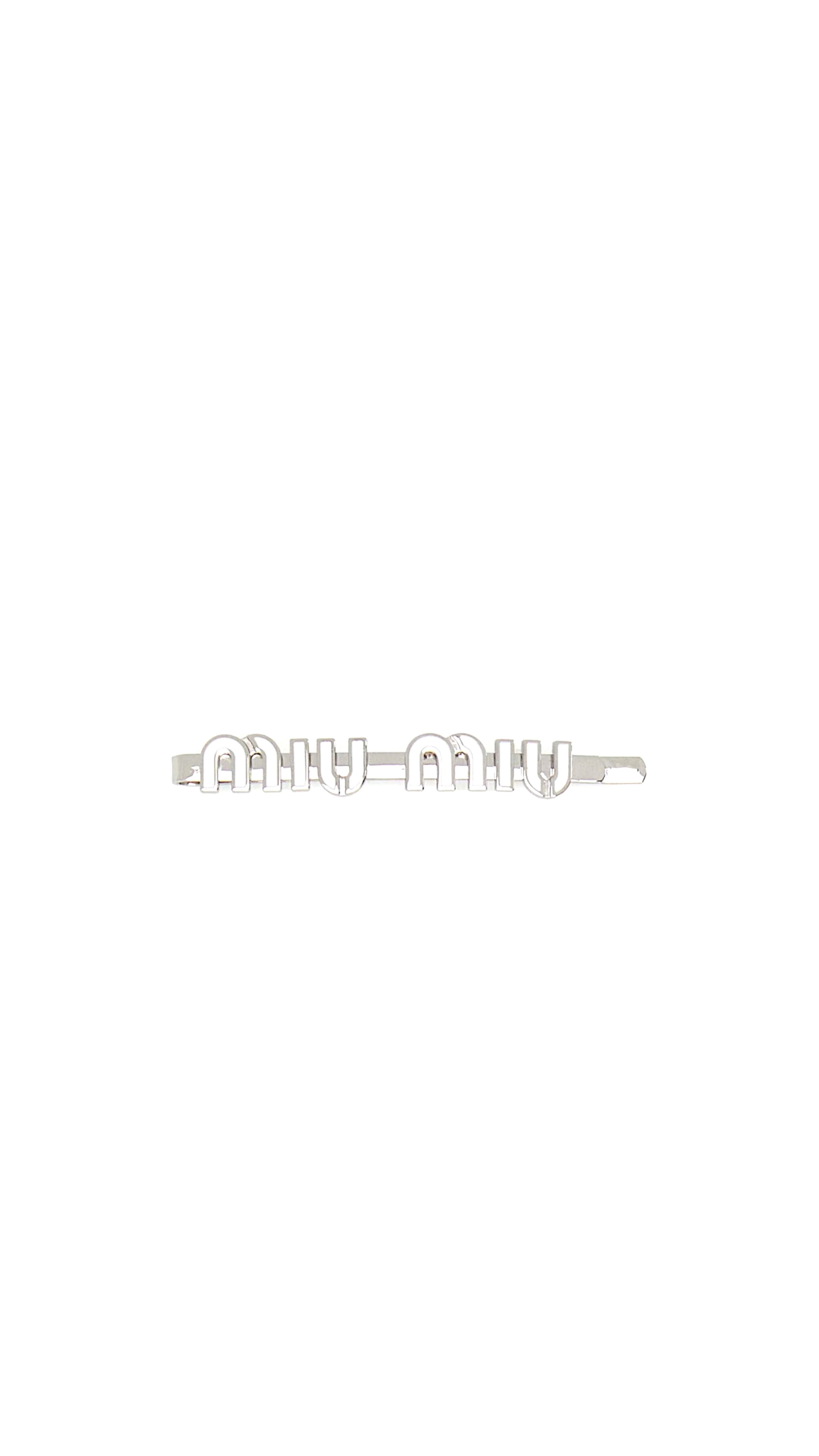 Enameled Metal Hair Clip - Silver