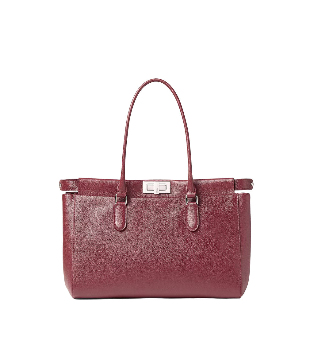 Peekaboo Tote Small Dark Red Leather Bag