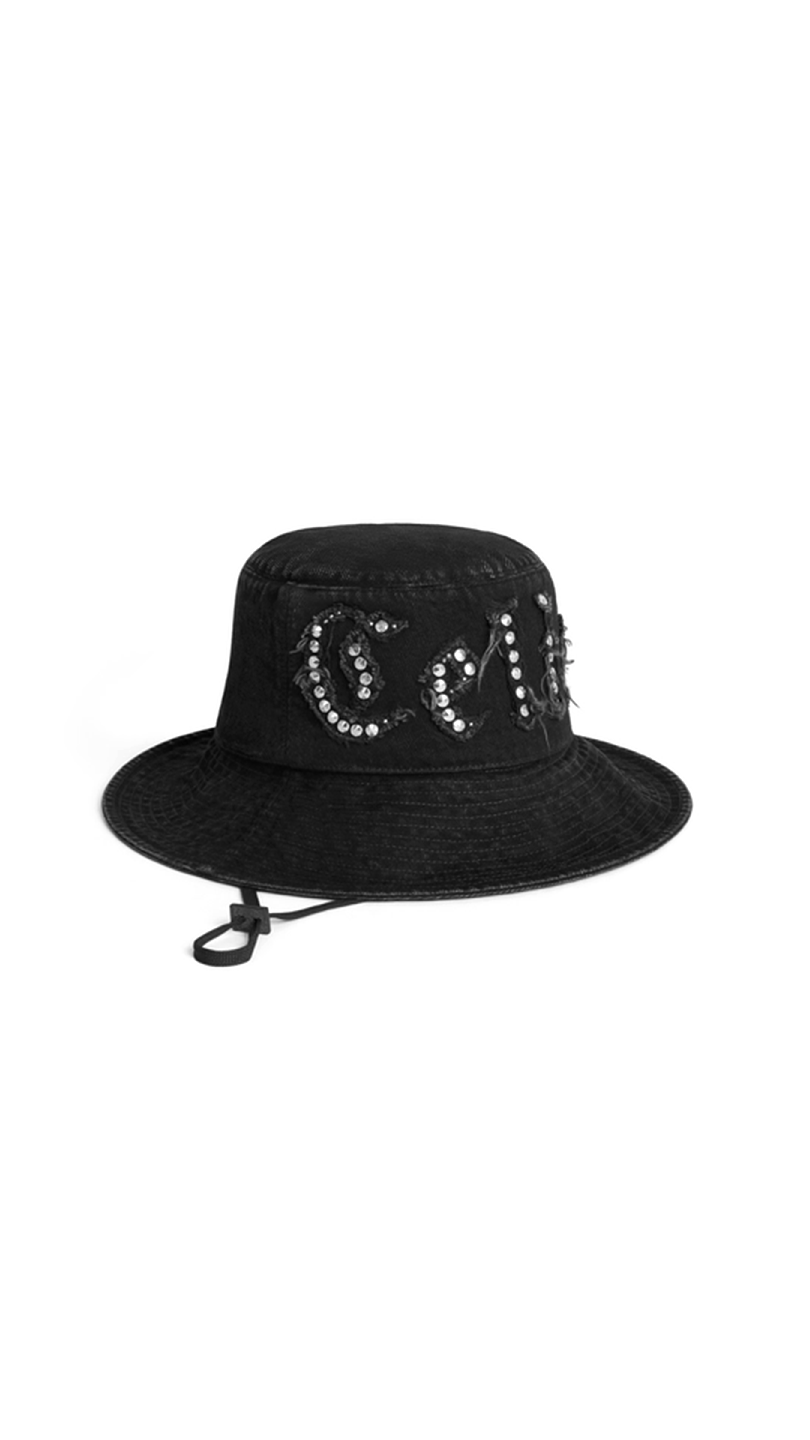 Celine Gothic Bucket Hat With Drawstring In Rigid Cotton - Vintage Dark Black