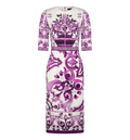 Majolica-print Charmeuse Dress