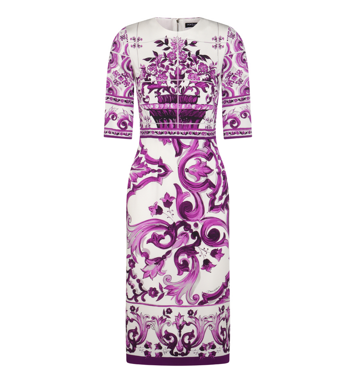 Majolica-print Charmeuse Dress