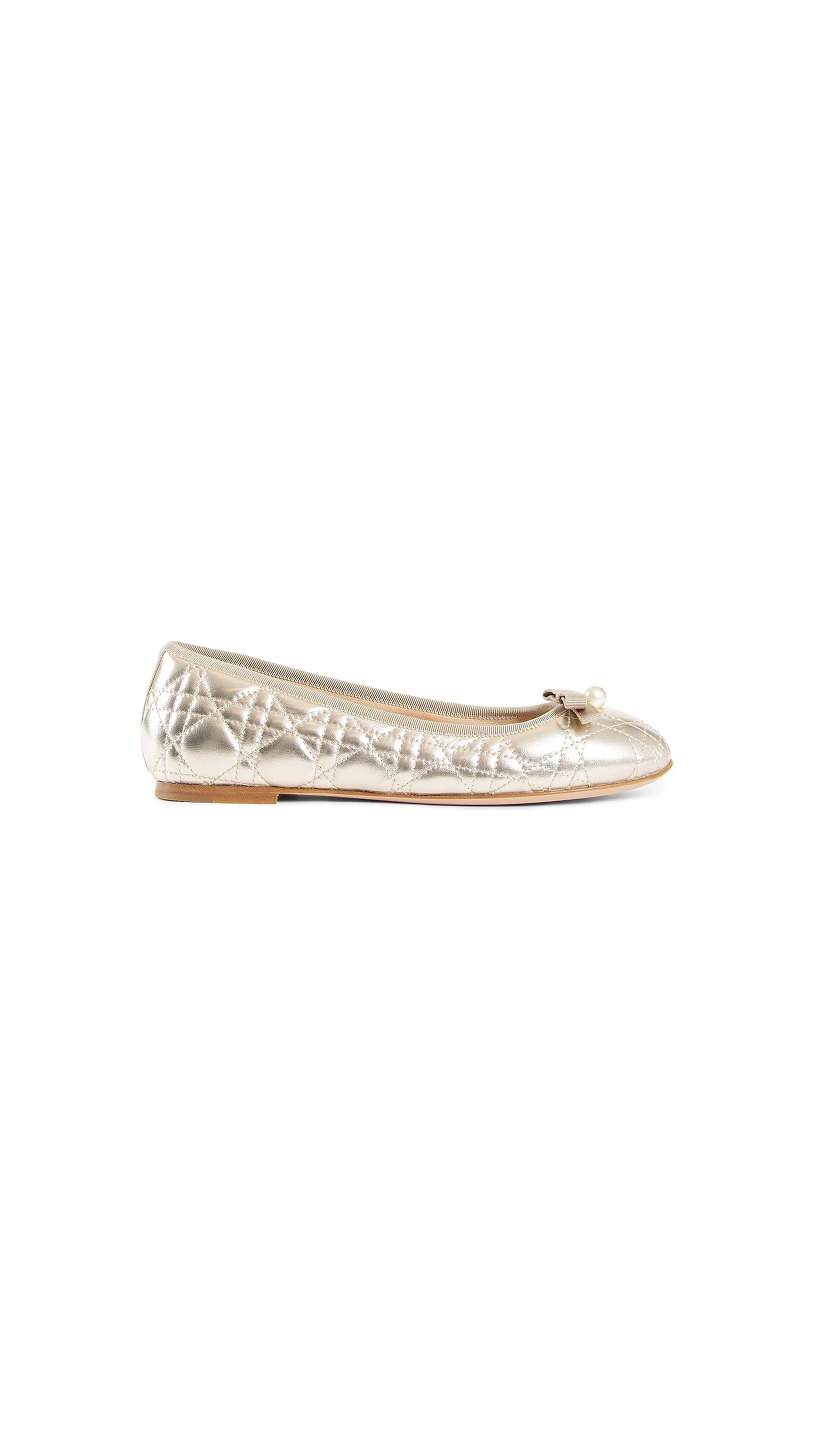 Quilted Cannage Ballerina Flat - Silver