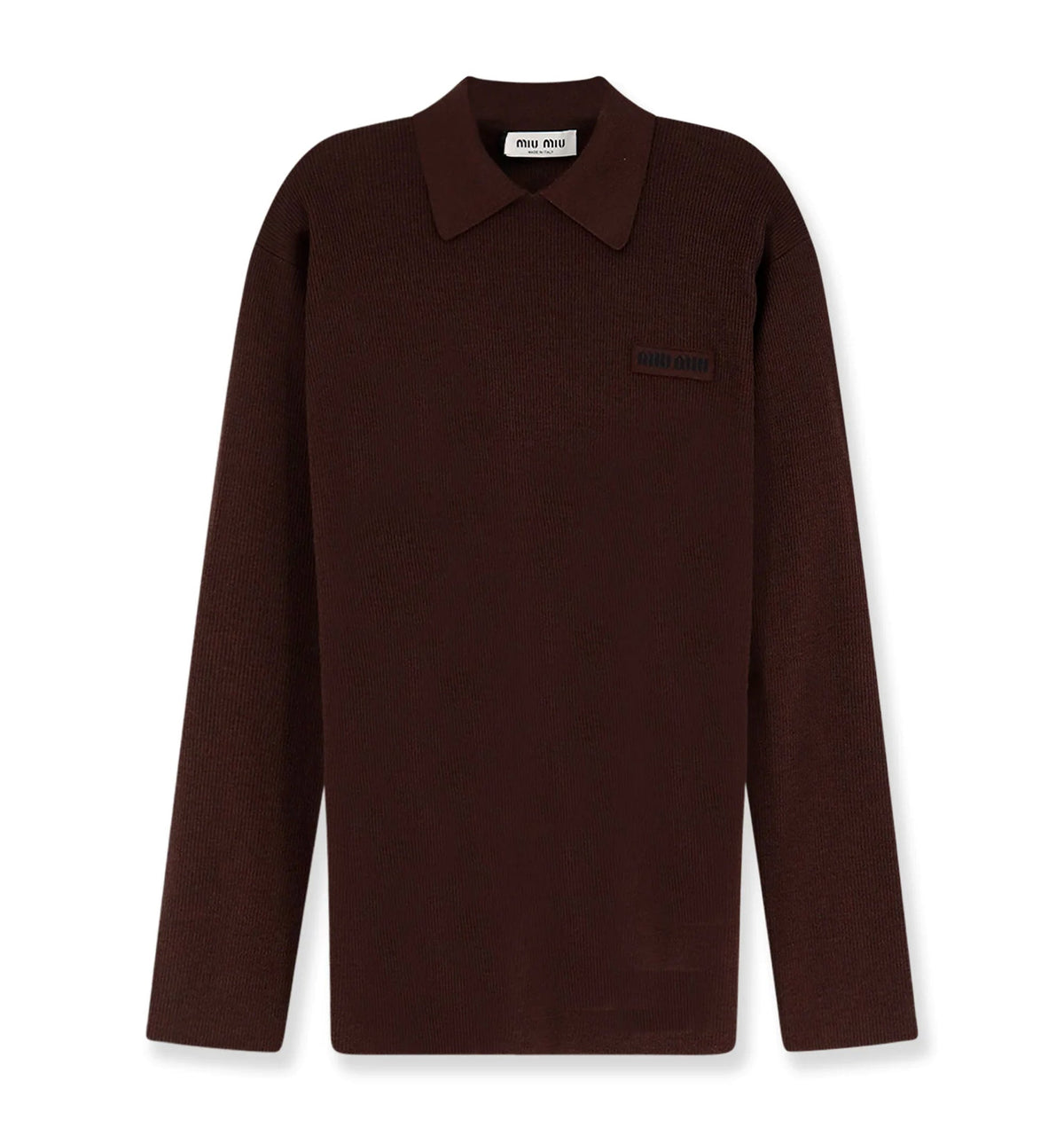 Wool polo shirt with embroidered logo on the front