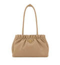 Ruched Leather Shoulder Bag