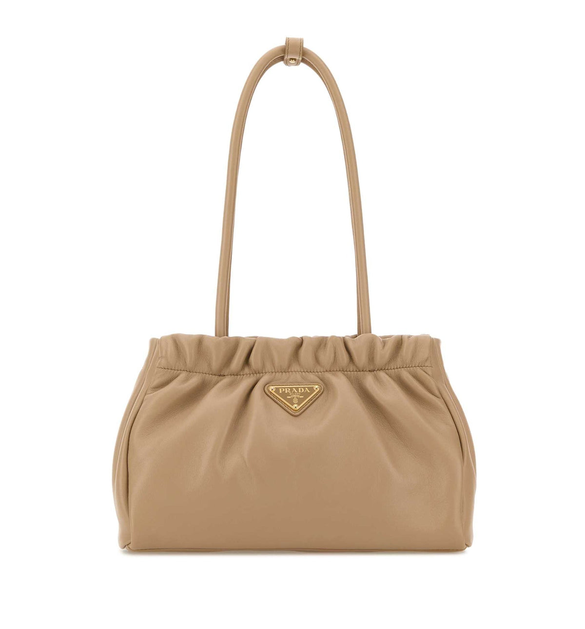 Ruched Leather Shoulder Bag