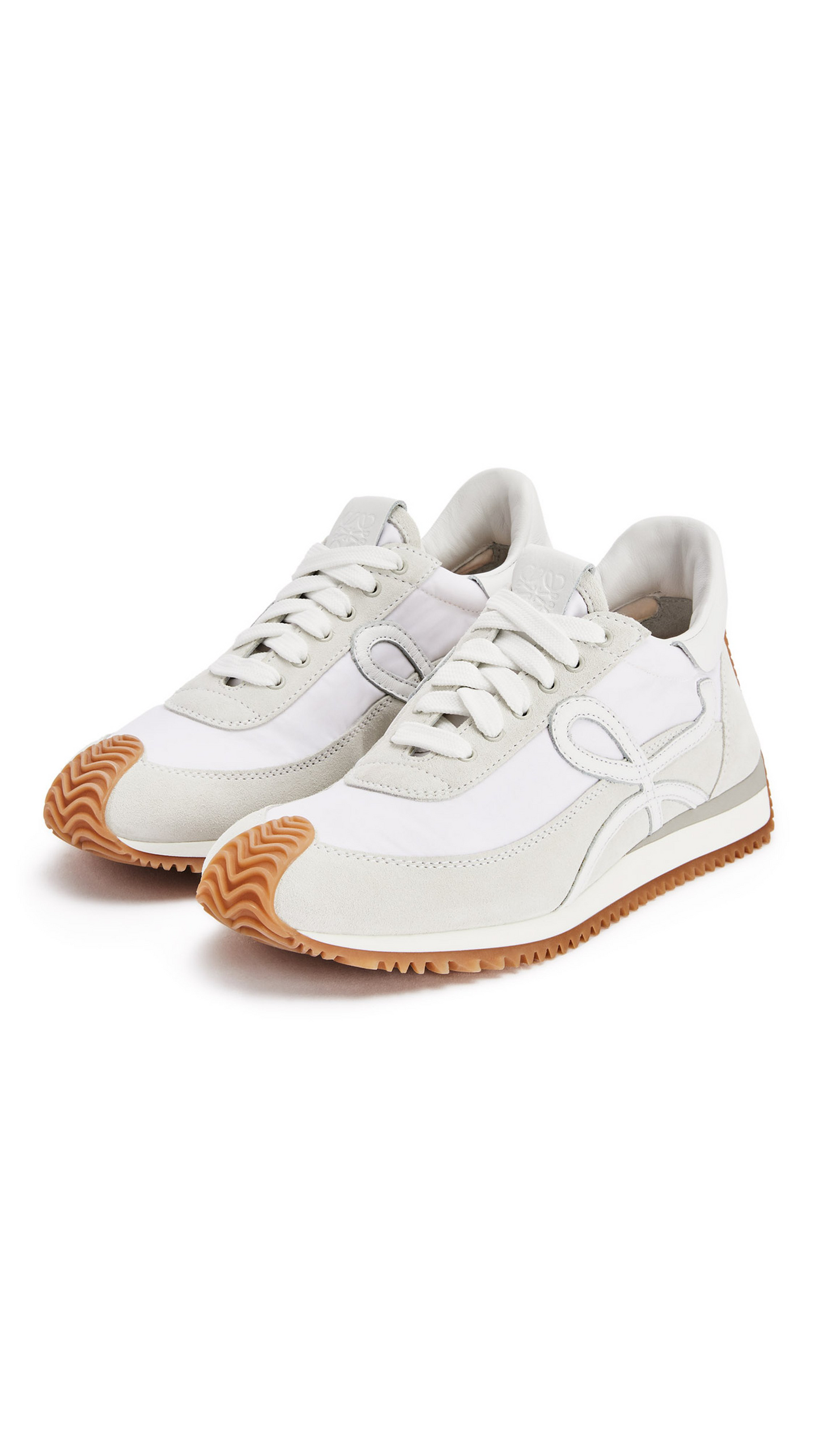 Flow Runner Sneakers in Nylon and Suede - White