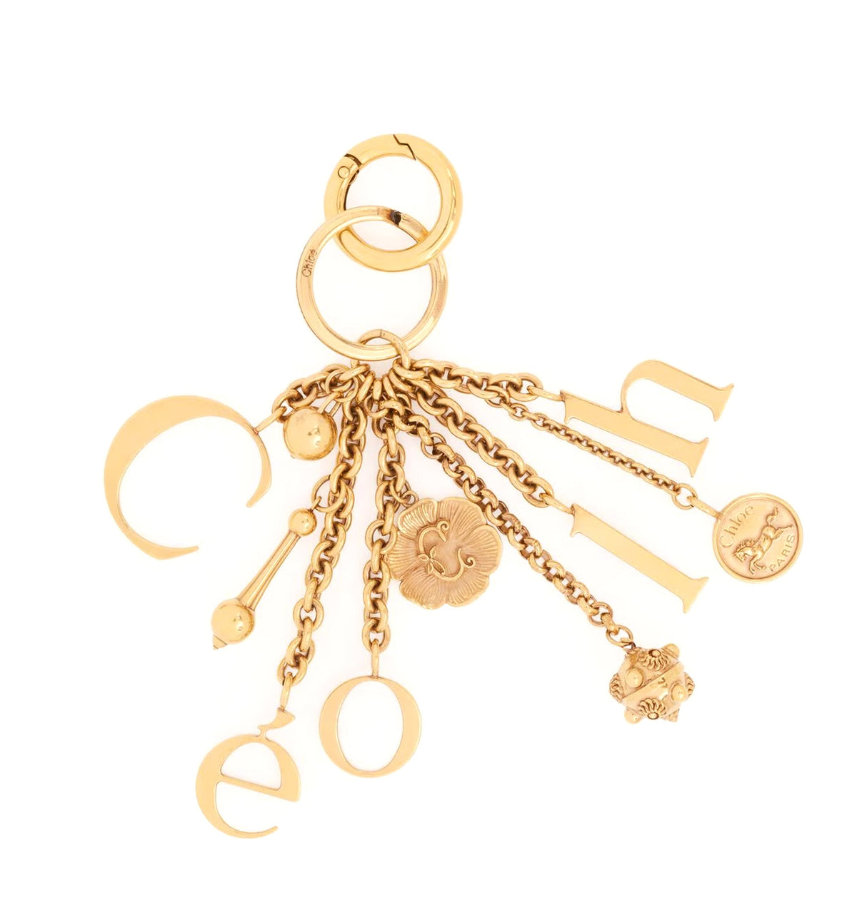 Chloé Symbols Logo key ring bag charm in brass
