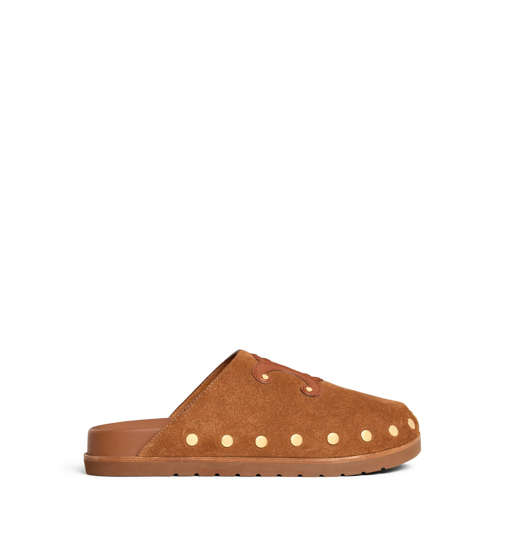 Celine Pitea Clog In Suede Calfskin