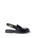 Brushed Leather Slingback Loafers