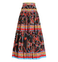 Carretto-Print Poplin Long Skirt