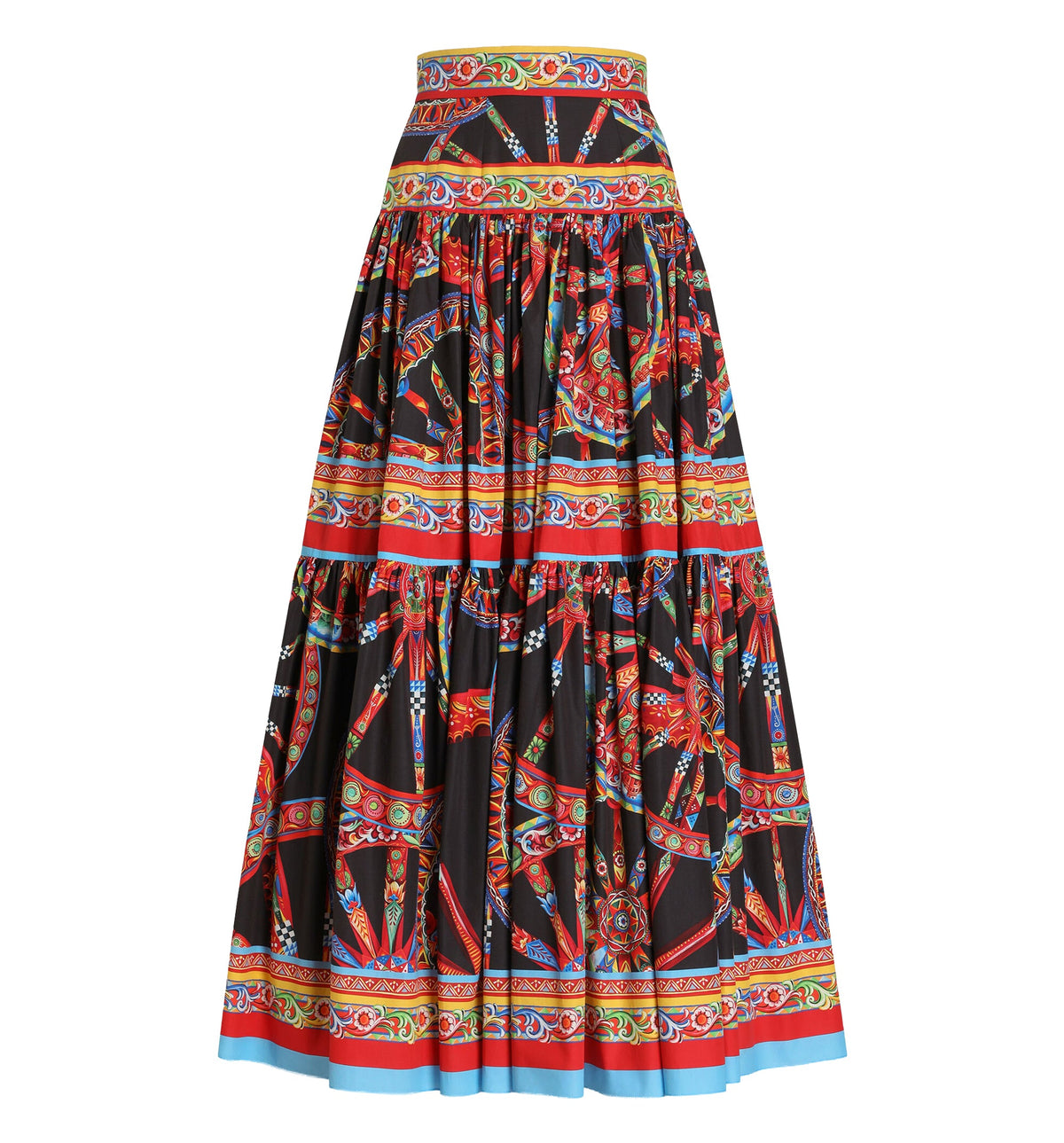 Carretto-Print Poplin Long Skirt