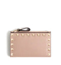 Rockstud Grainy Calfskin Cardholder With Zip