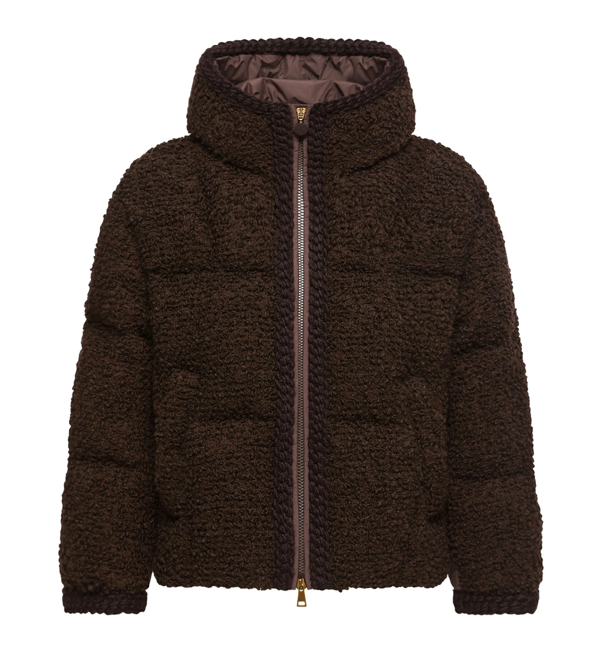 Cristallin Hooded Wool Blend Short Down Jacket