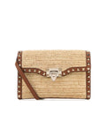 Rockstud Small Shoulder Bag In Raffia