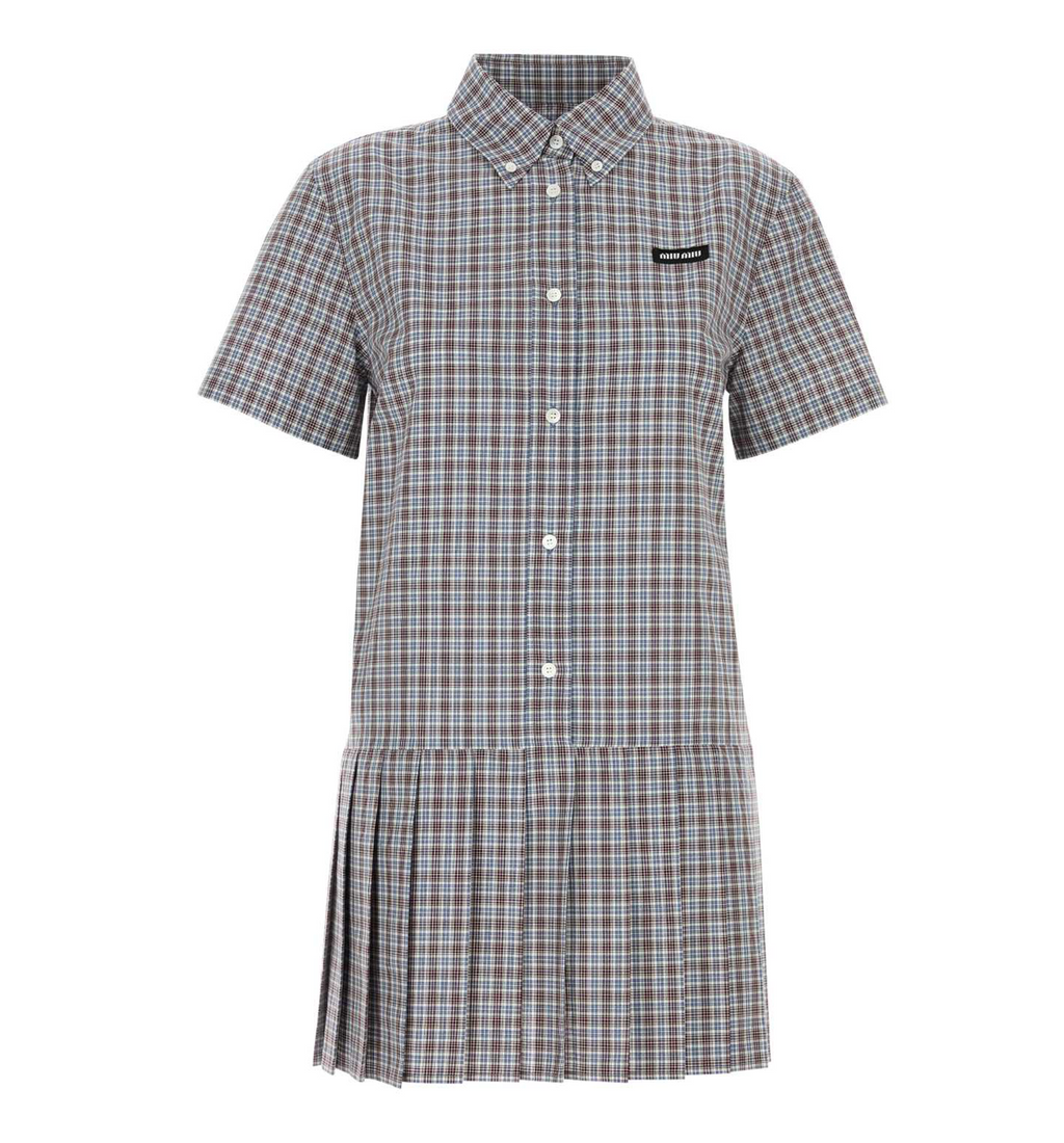 Embroidered Cotton Mini Shirt Dress