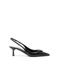 Brushed leather slingback pumps