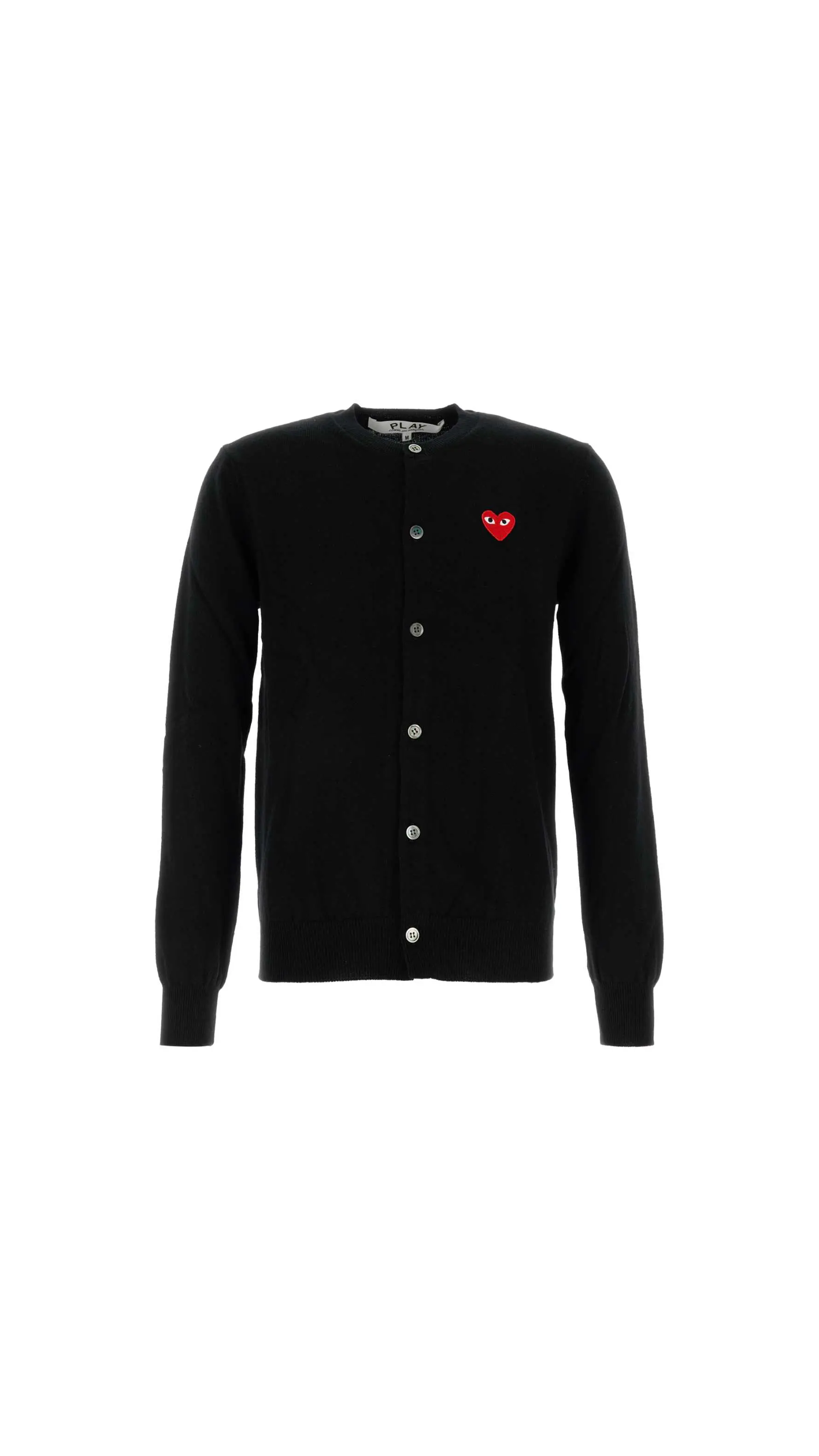 Wool Heart Logo Cardigan Sweater - Black