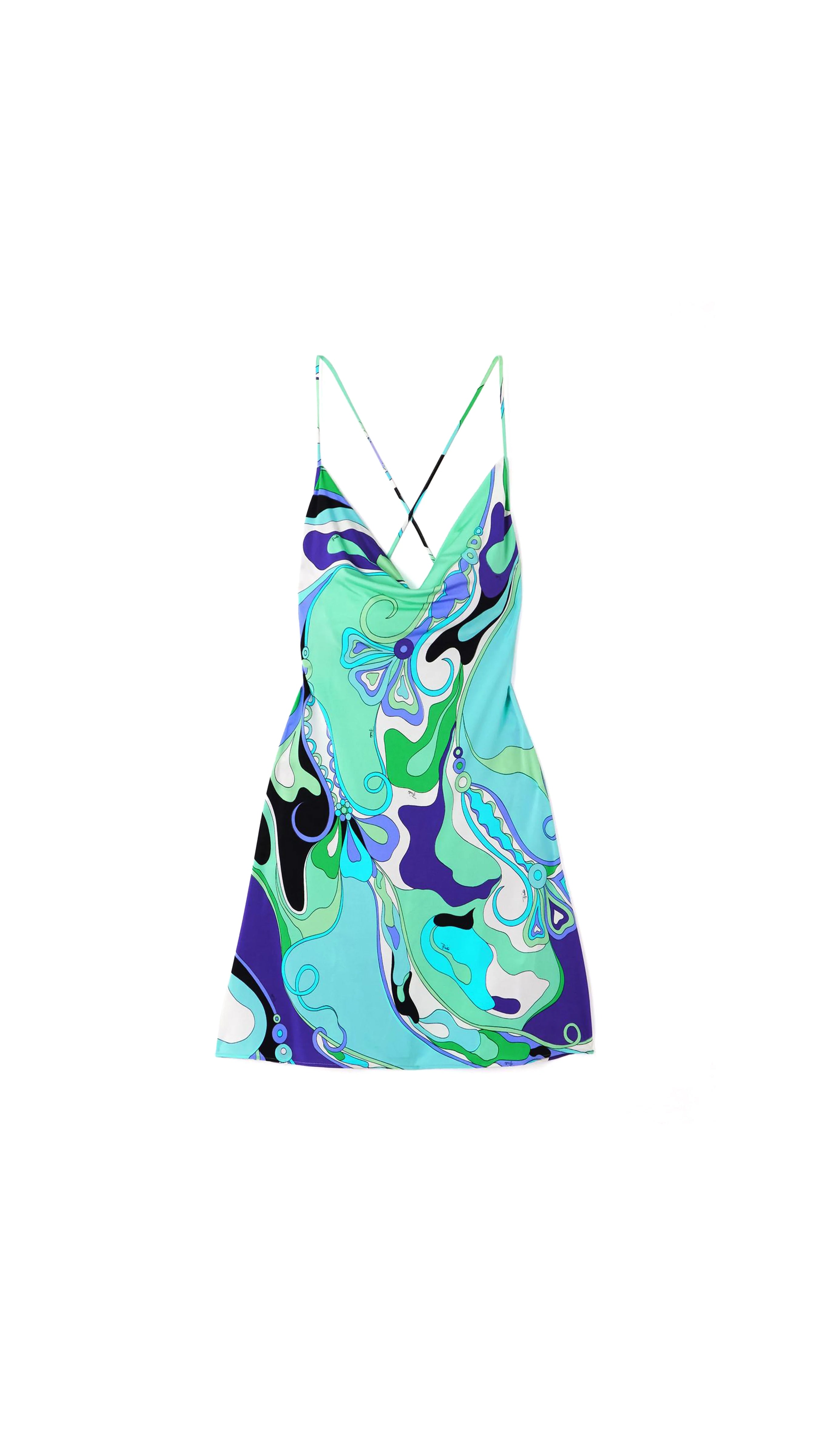 Orchide Print Mini Dress - Green Mix