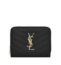Cassandre Matelassé Compact Zip Around Wallet In Grain De Poudre Leather