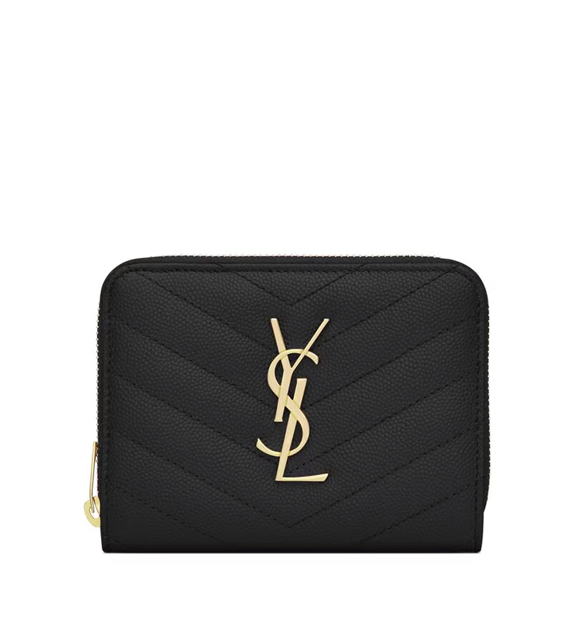 Cassandre Matelassé Compact Zip Around Wallet In Grain De Poudre Leather