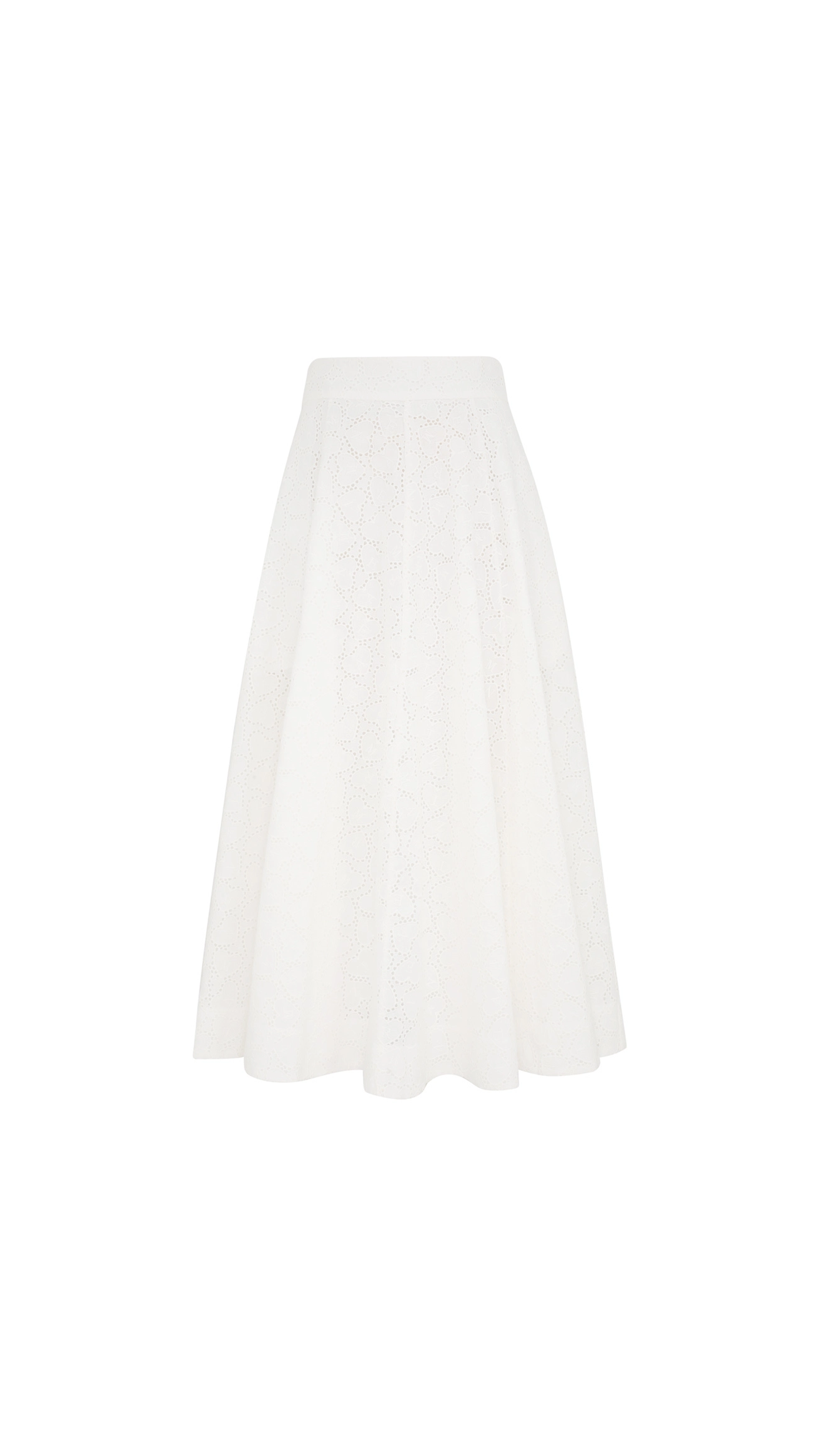 Crush Embroidered Midi Skirt - Ivory