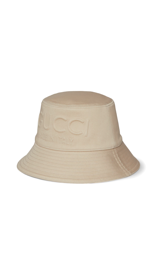 Logo Embossed Bucket Hat - Beige