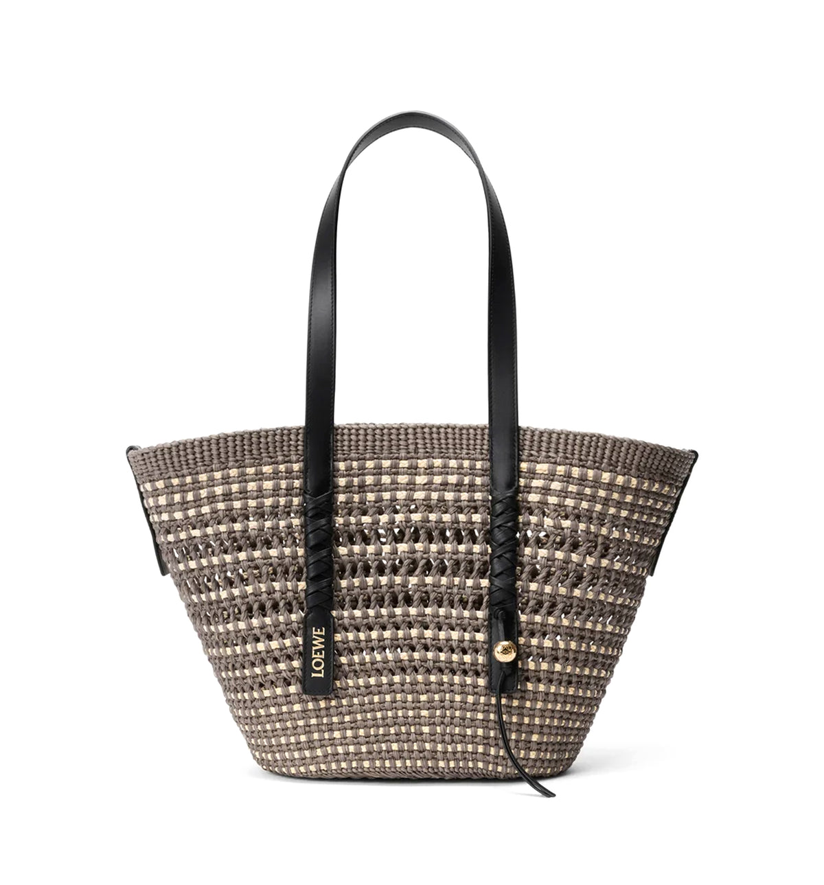 Medium Braid basket in iraca palm and calfskin