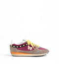 Stud Up Sneaker in Split Leather and Nylon with Butterfly Embroidery
