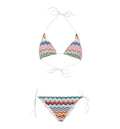Triangle Bikini In Lamé Viscose With Pixel-Effect Zigzag Pattern