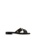 Leather Crisscross Slides With Buckle