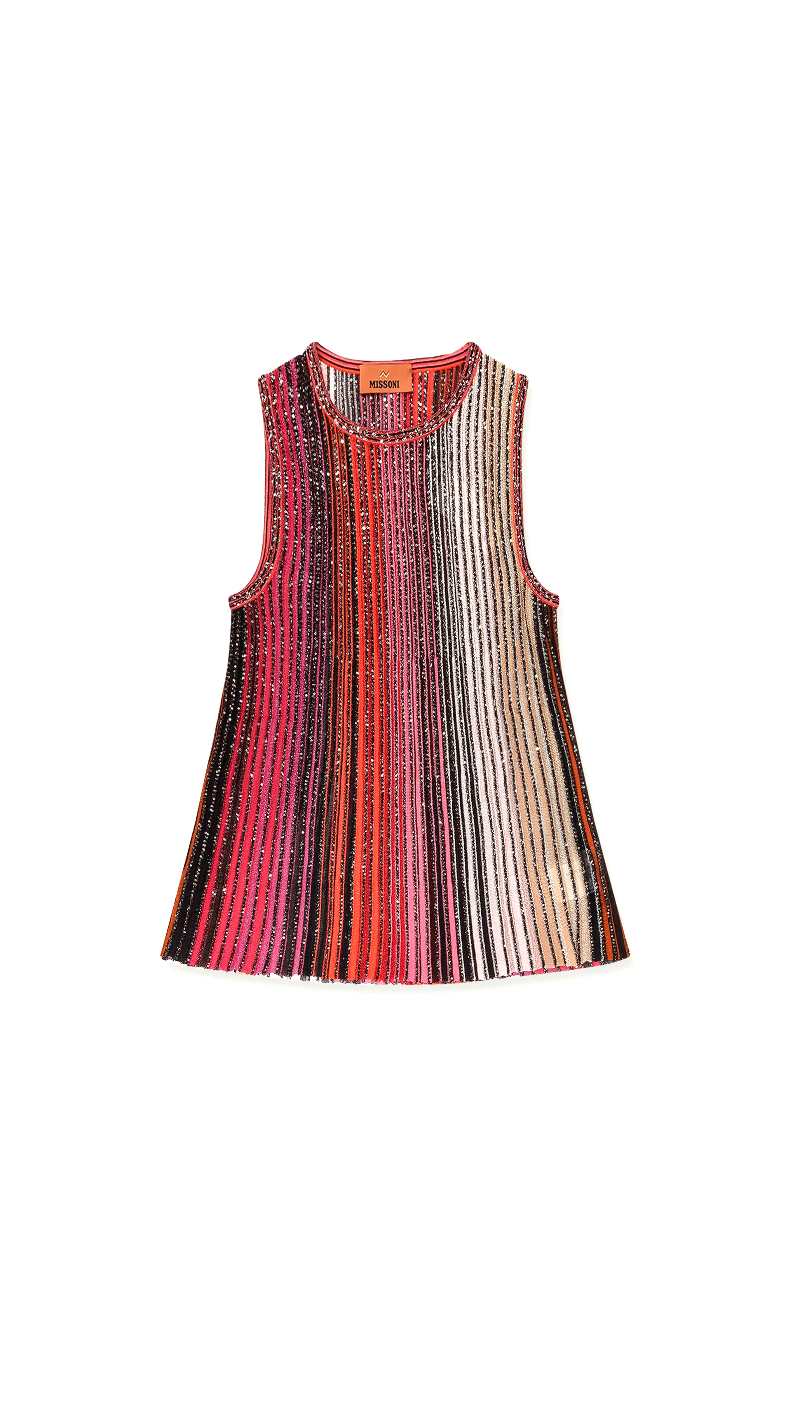 Viscose Blend Top With Sequins -  Multicolor Red