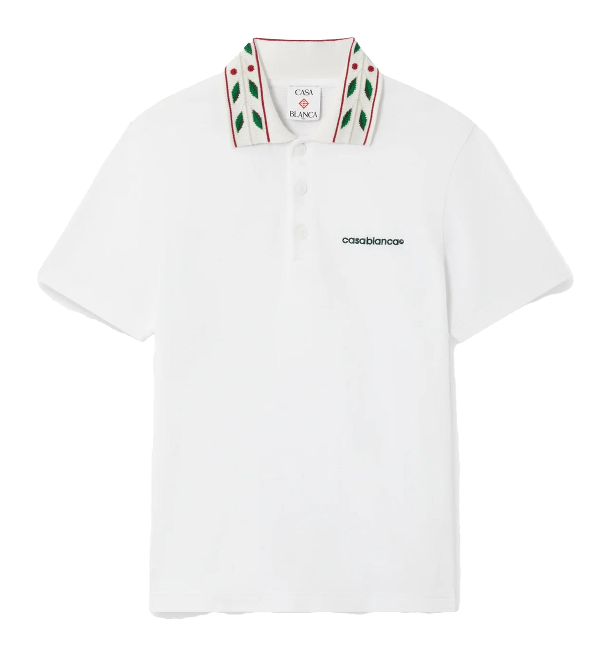 White Laurel Pique Short Sleeve Polo Shirt