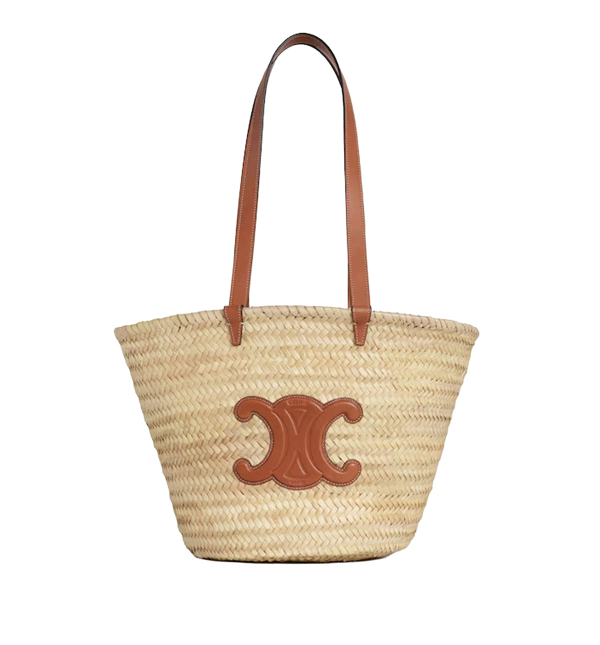 Medium Classic Panier In Palm Leaves And Calfskin